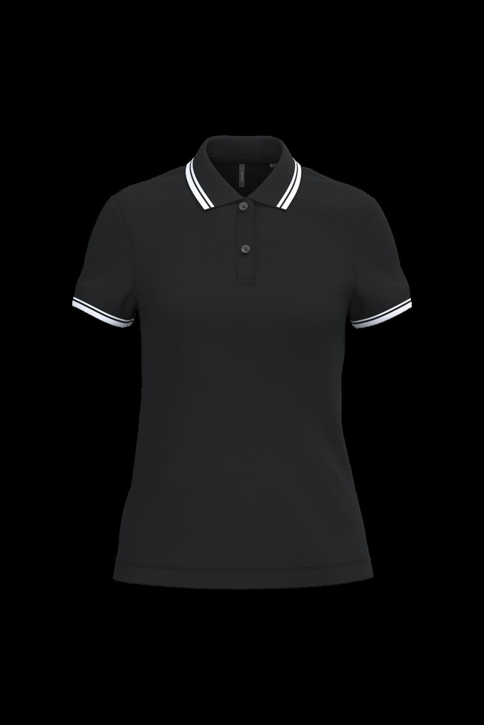 Polo femme manches courtes à liserés contrastés