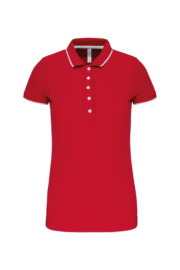 Polo maille piquée manches courtes femme