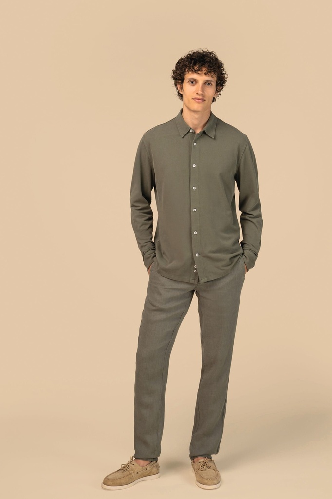 Chemise écoresponsable délavée en maille piquée homme