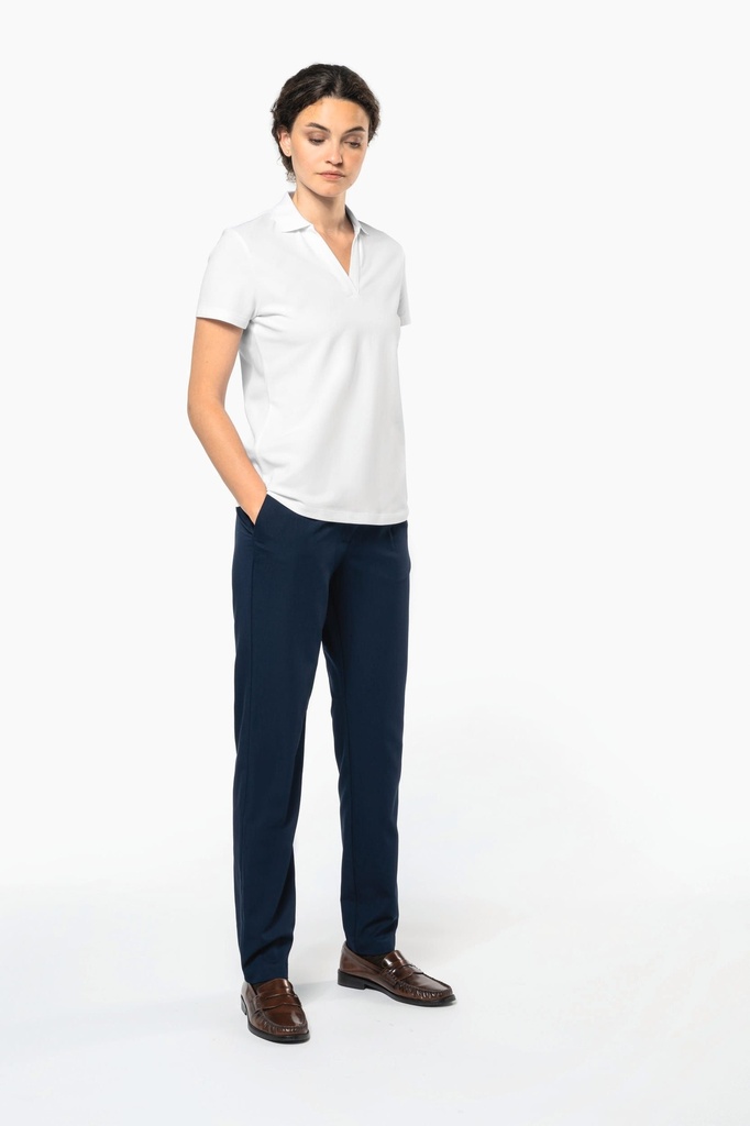 Polo col en V coton Supima® femme