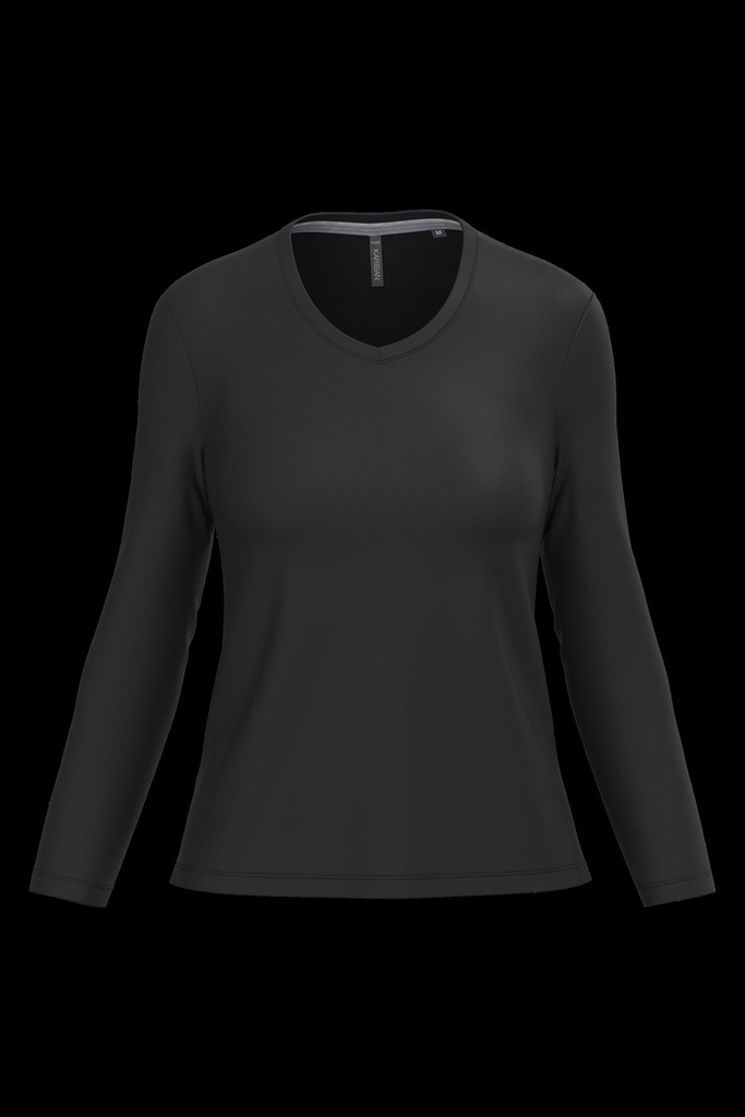 T-shirt col V manches longues femme