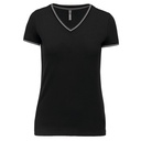 T-shirt maille piquée col V femme