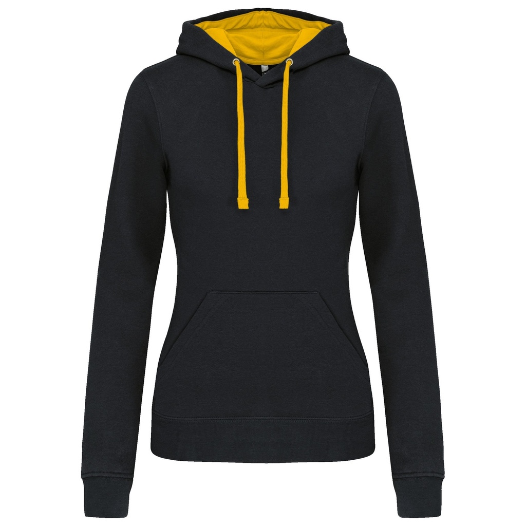 Sweat-shirt capuche contrastée femme