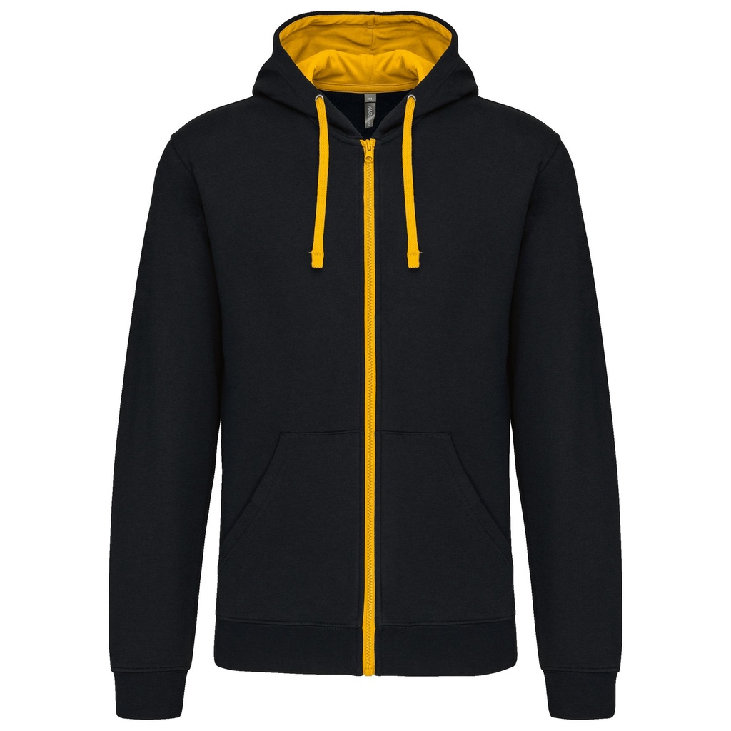 Sweat-shirt zippé capuche contrastée