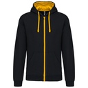 Sweat-shirt zippé capuche contrastée