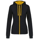 Sweat-shirt zippé capuche contrastée femme
