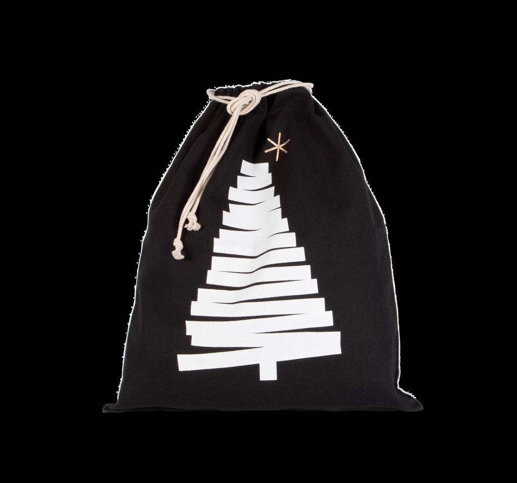 Sac coton à cordon motif sapin