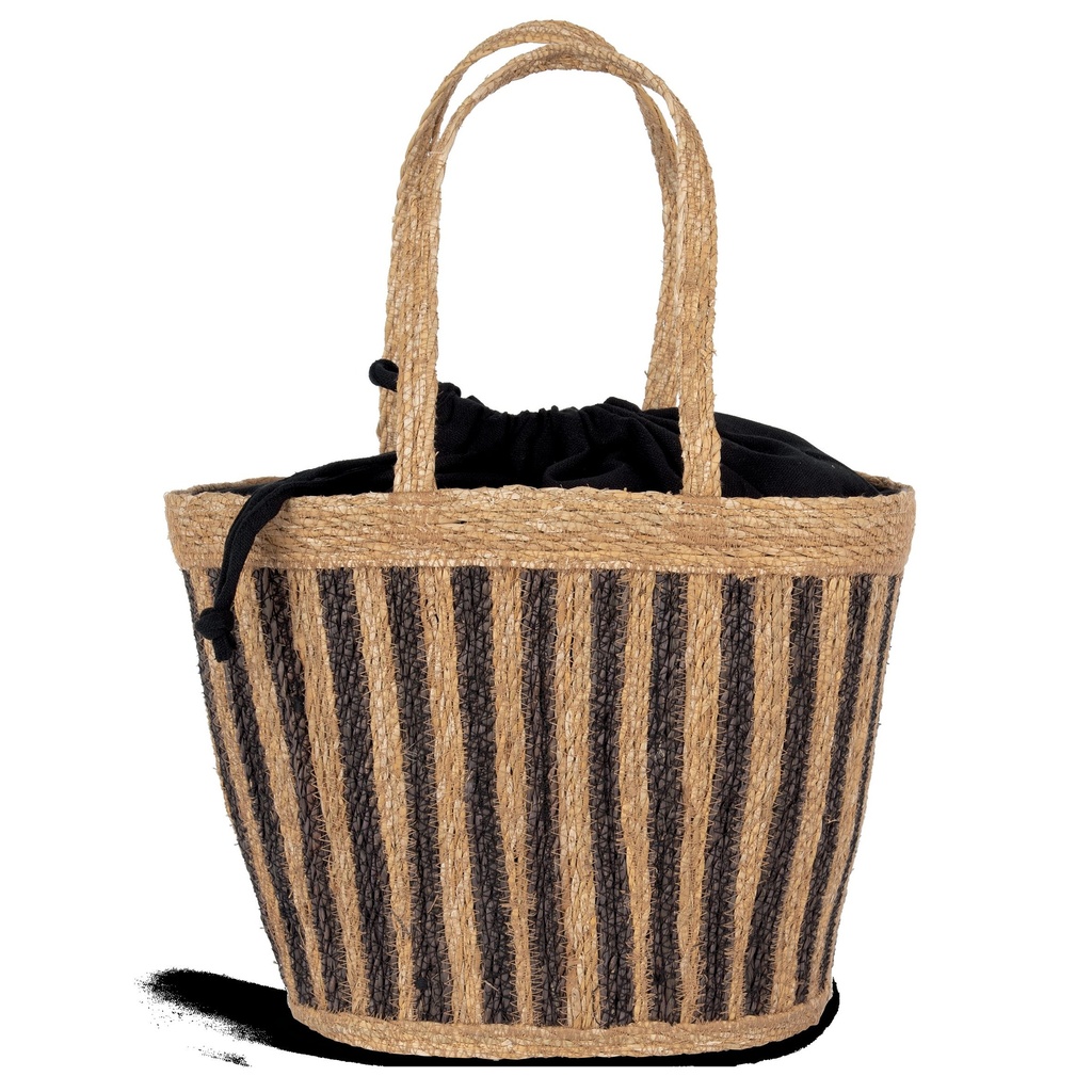 Sac panier rayé en jonc de mer