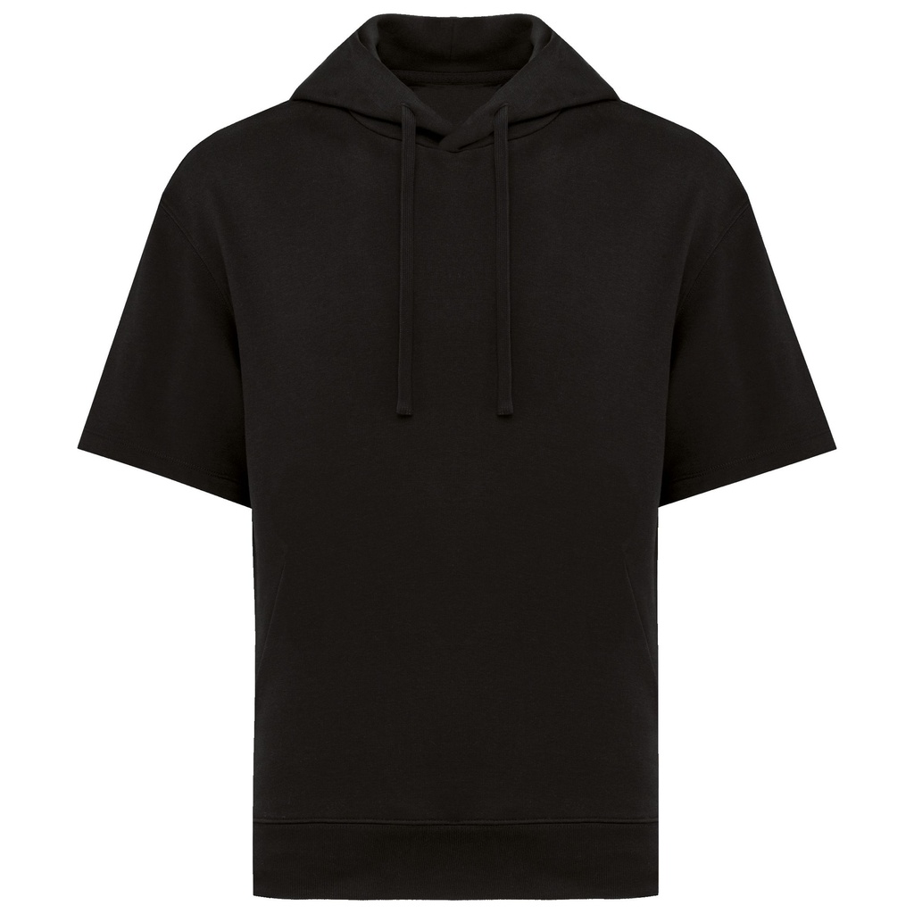 Sweat-shirt écoresponsable à capuche à épaules tombantes manches courtes French Terry unisexe