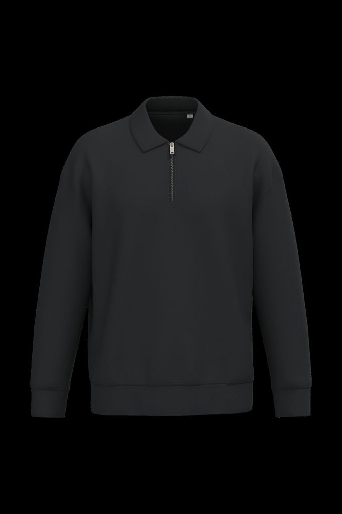 Sweat-shirt écoresponsable quart zip col polo à épaules tombantes unisexe