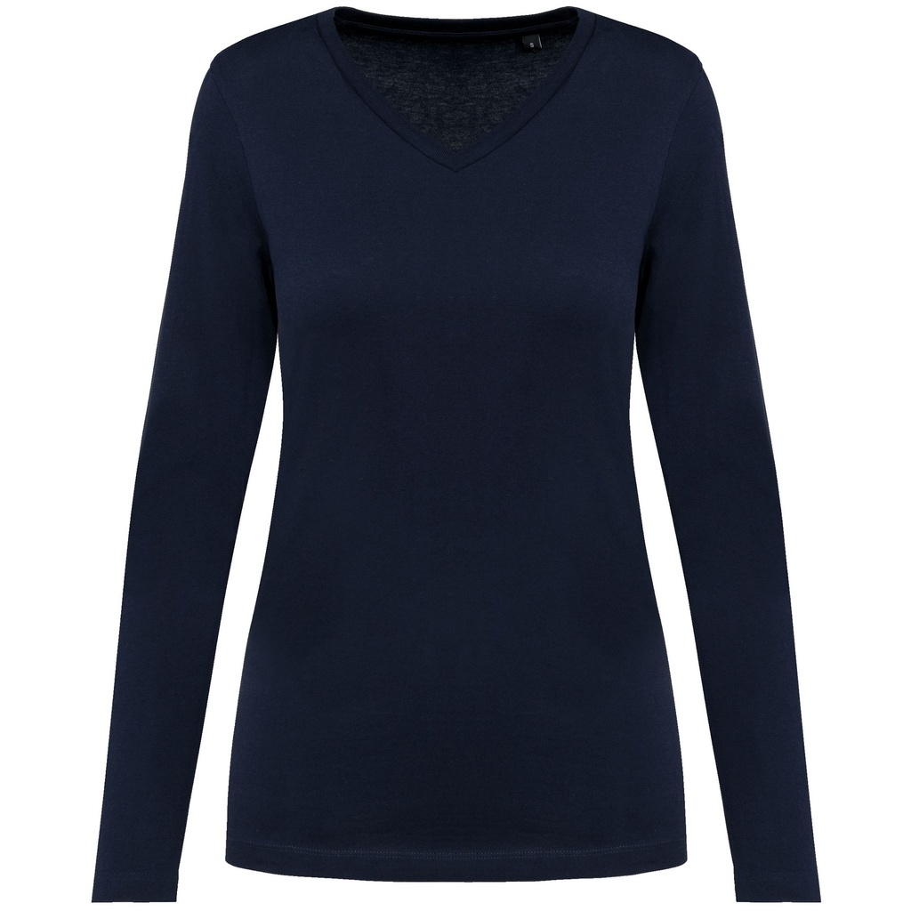 T-shirt Supima® col V manches longues femme