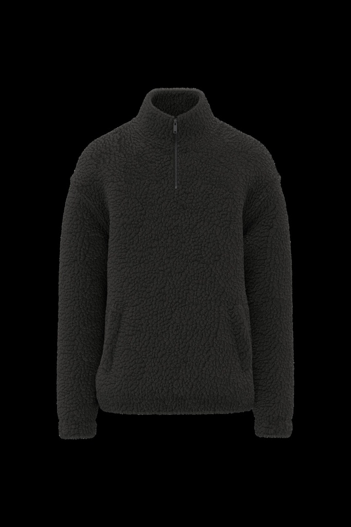 Sweat-shirt 1/4 zip à épaules tombantes en sherpa unisexe