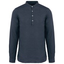 Chemise à col Mao délavée  en lin homme