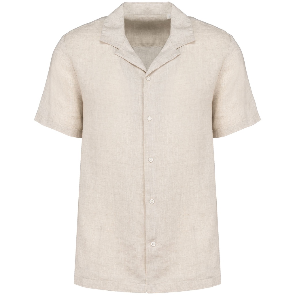 Chemise à col bowling en lin homme