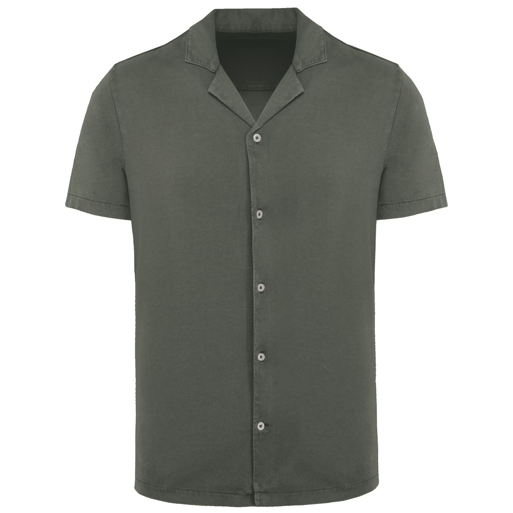 Chemise écoresponsable à col bowling délavée en jersey manches courtes homme