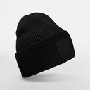 Bonnet à large revers avec patch ton sur ton