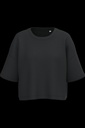 Sweat-shirt crop à manches courtes col rond femme