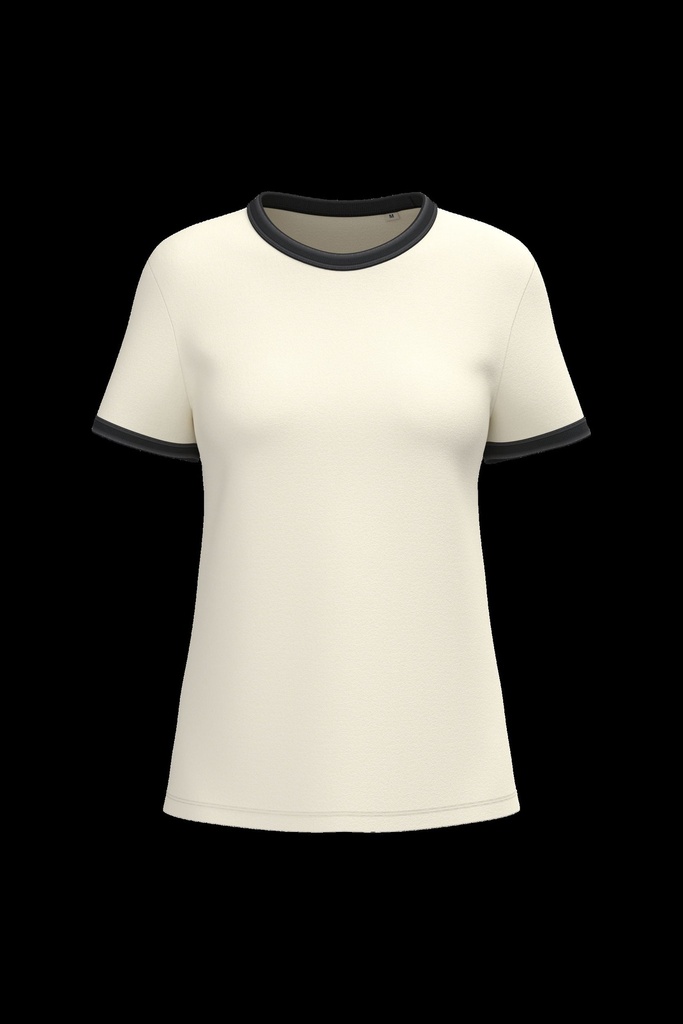 T-shirt ringer écoresponsable à bords contrastés effet délavé femme
