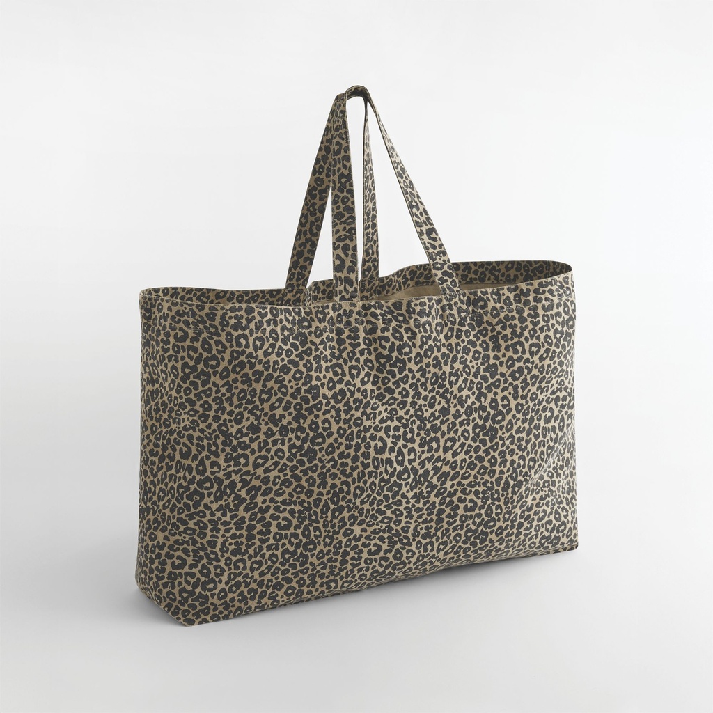 Sac cabas oversize en toile  imprimé léopard