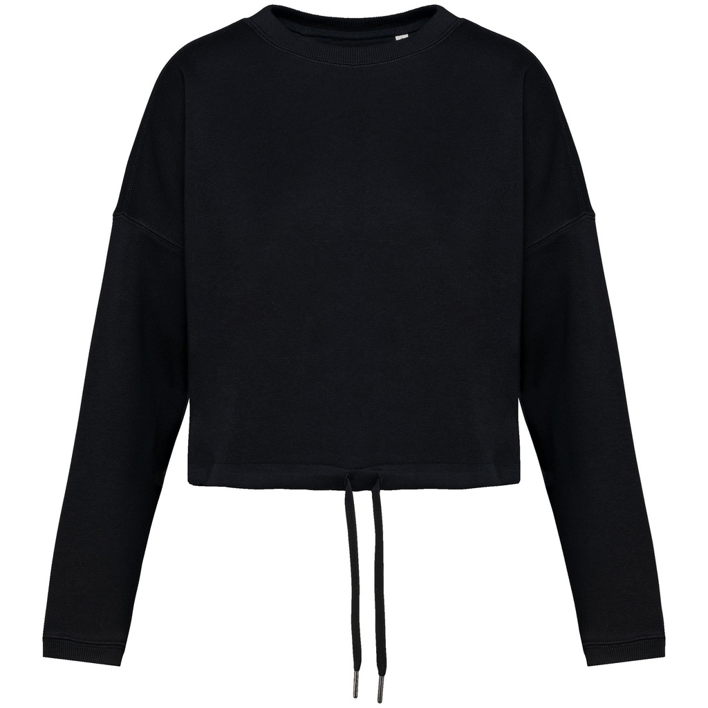 Sweat-shirt écoresponsable à col rond oversize crop femme