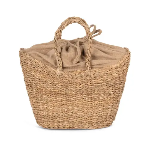 [KINS137_86829_86828] Sac panier demi-lune en jonc de mer