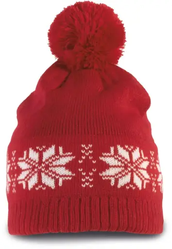 [KP540] Bonnet de Noël tricoté motif étoiles