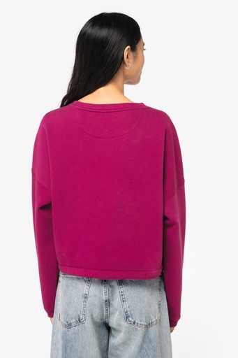 [NS429] Sweat-shirt écoresponsable à col rond oversize crop femme