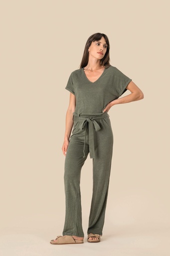 [SP5004] Combinaison en maille manches courtes en lin femme