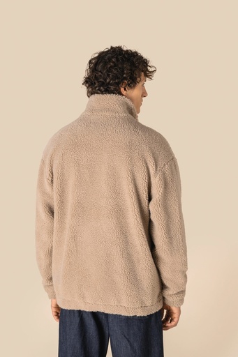 [SP403] Sweat-shirt 1/4 zip à épaules tombantes en sherpa unisexe