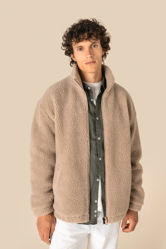 [SP404] Sweat-shirt zippé à épaules tombantes en sherpa unisexe
