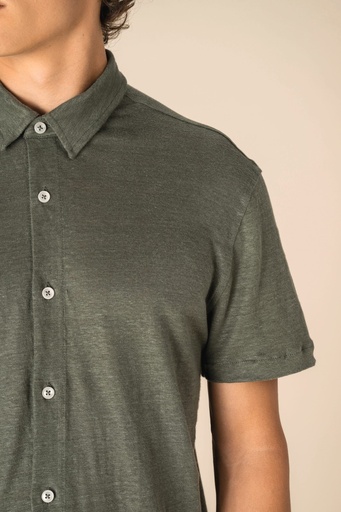 [SP517] Chemise à manches courtes en lin homme