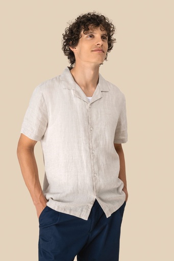 [SP509] Chemise à col bowling en lin homme