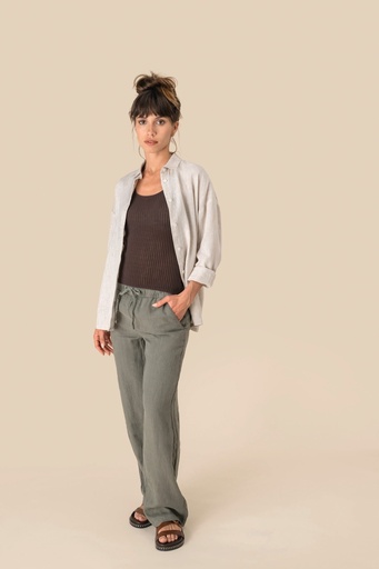 [SP733] Pantalon délavé en lin femme