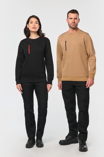 [WK403] Sweat-shirt Day To Day zip poche contrastée unisexe