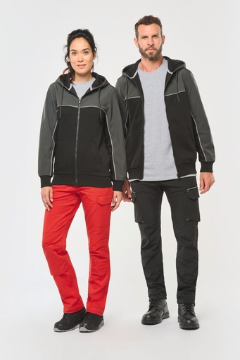 [WK410] Veste molleton bicolore zippée à capuche écoresponsable unisexe