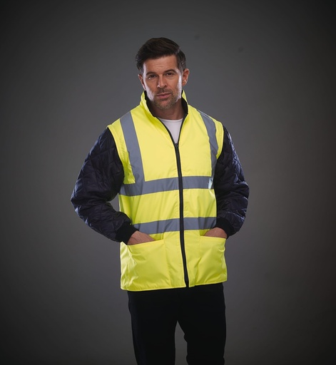 [HV008SL] Veste matelassée haute visibilité avec manches détachables