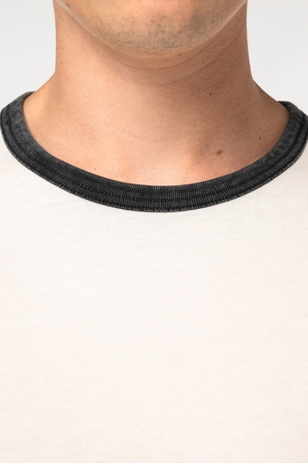 [NS360] T-shirt ringer écoresponsable à bords contrastés effet délavé homme