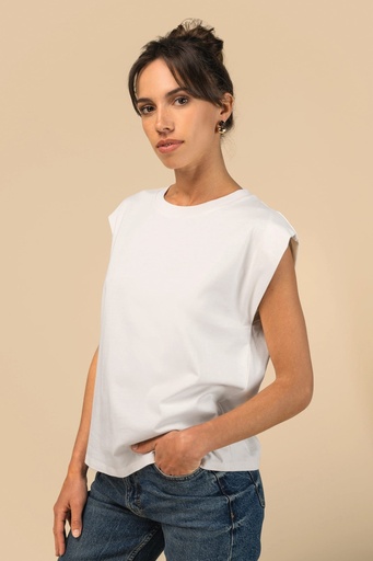 [SP306] T-shirt écoresponsable sans manches à épaulettes femme