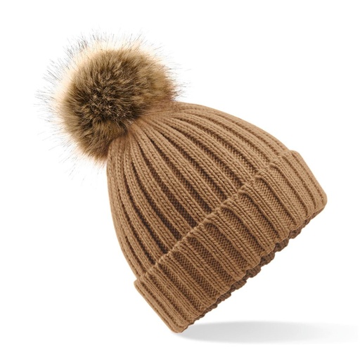 [B412] Bonnet epais avec pompon en fausse fourrure