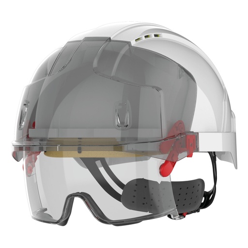 [JSAMB170_92543_92542] Casque de sécurité EVO® VISTAlens™ micro-visière, ventilé, avec sur-lunette integrée anti-buée, anti-rayures KN
