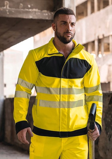 [EOSSJ] Hi-Vis Veste Softshell avec poitrine noire
