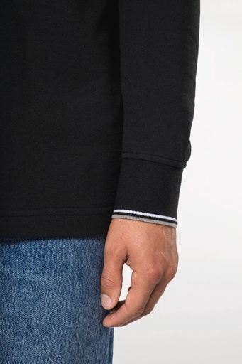 [K280] Polo maille piquée manches longues homme