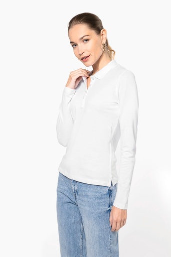 [K257] Polo piqué manches longues femme