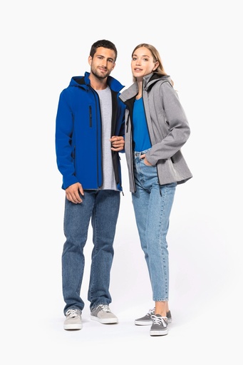 Veste Softshell 3 couches à capuche avec manches amovibles unisexe