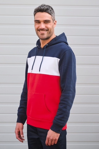 [K4016] Sweat-shirt tricolore à capuche unisexe