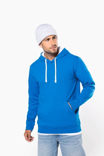 [K446] Sweat-shirt capuche contrastée homme