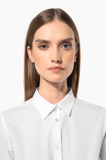 [K584] Chemise popeline polycoton sans poche entretien facile femme
