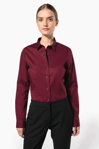 [K530] Chemise coton / élasthanne manches longues femme
