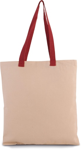[KI0277] Sac shopping plat en toile avec poignées contrastées